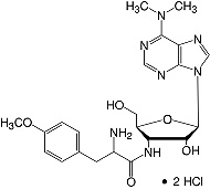Structure Puromycin&#183;2HCl_research grade