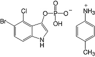 Structure 5-Bromo-4-chloro-3-indolyl-phosphate&#183;p-toluidine-salt_research grade