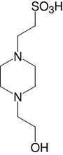 Structure N-(2-Hydroxyethyl)piperazine-N'-2-ethane sulfonic acid_analytical grade, for cell culture